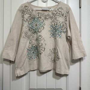 Alfred Dunner Embroidered Floral Knit Top PXL Women’s